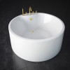 亚克力欧式独立式一体浴缸圆形按摩酒店双人情侣圆形浴缸 浴缸+银色五件套 ≈1.6M