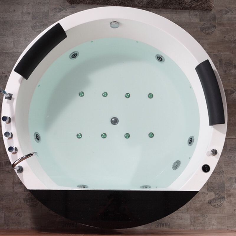 圆形浴缸酒店主题浴缸嵌入式别墅浴缸带大理石瀑布七彩灯1.2-2米_9 &asymp1.5M 按摩+五金配置