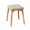家用凳子时尚创意小板凳实木小椅子沙凳圆凳矮凳方凳_2 浅灰色+原木色圆凳