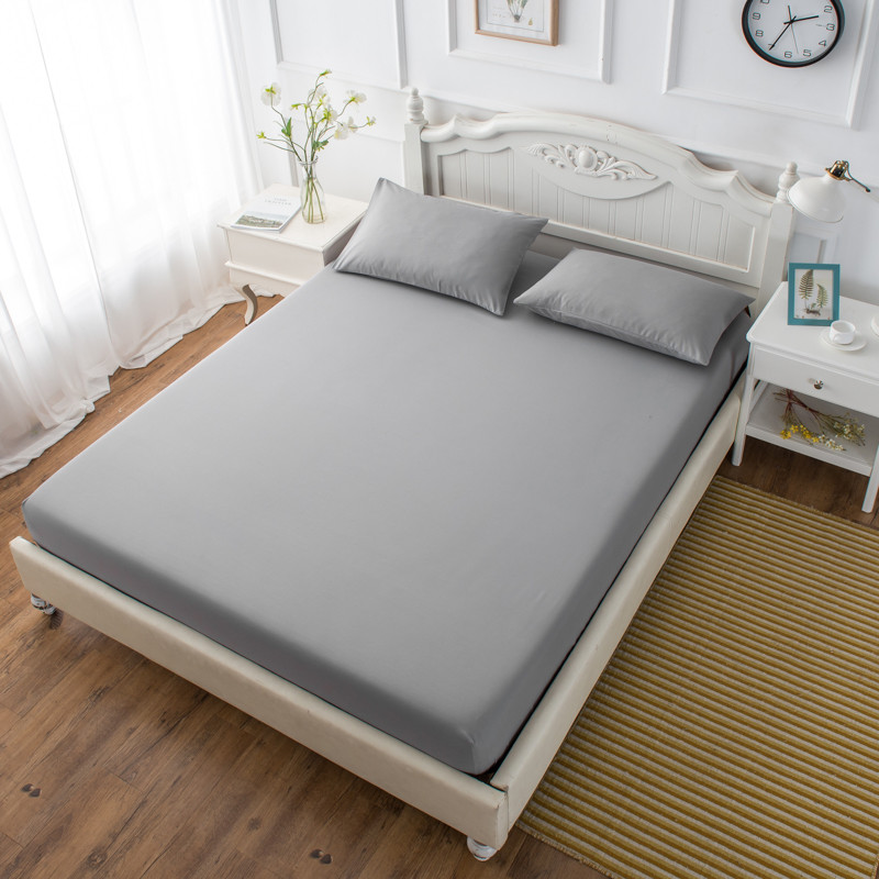 床笠纯色单件1.8m2.0m2.2米床罩床垫保护套防尘罩床套防滑_1_9 常规款135*200 银色银灰色