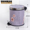 欧式创意家用垃圾桶脚踏式有盖卫生间厨房卧室客厅脚踩大号垃圾筒多色多款生活日用家庭清洁清洁用_1 紫色喇叭花（小号）