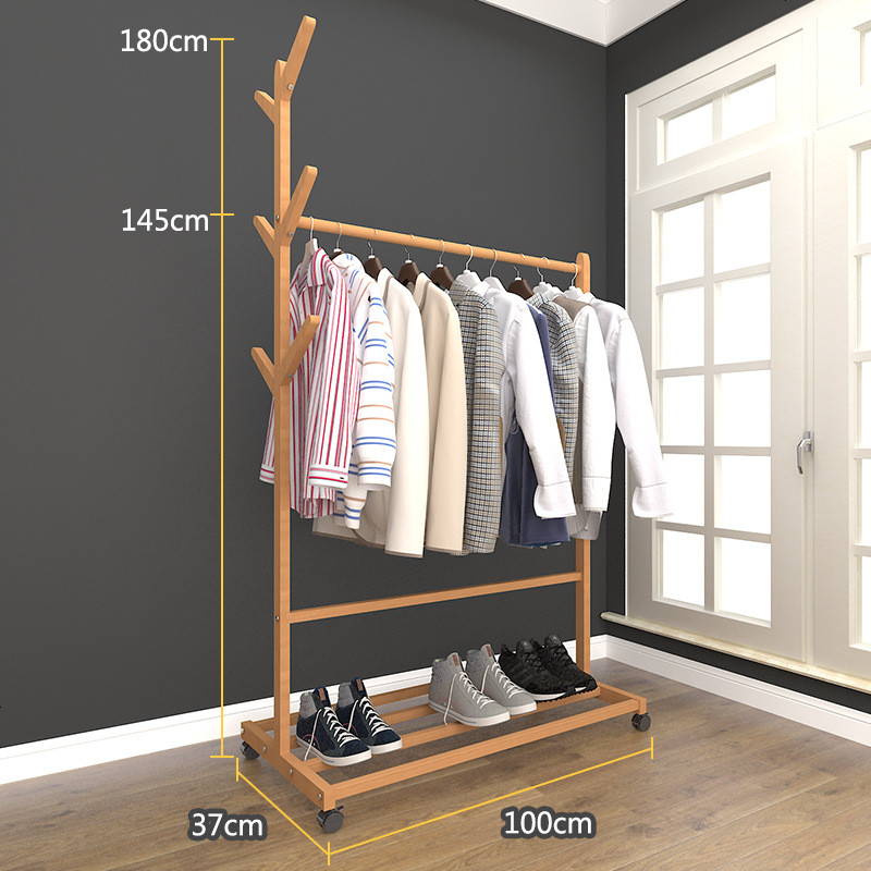 单杆式晾衣架落地简易衣帽架晾衣杆室内晒衣架卧室衣服架子挂衣架_2_8_4 100宽_大