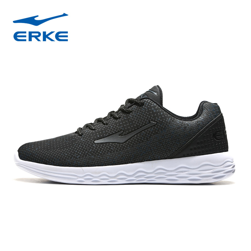 鸿星尔克（ERKE）男鞋跑步鞋新款男子飞织轻便休闲跑步鞋运动鞋男 正黑/道奇蓝 39