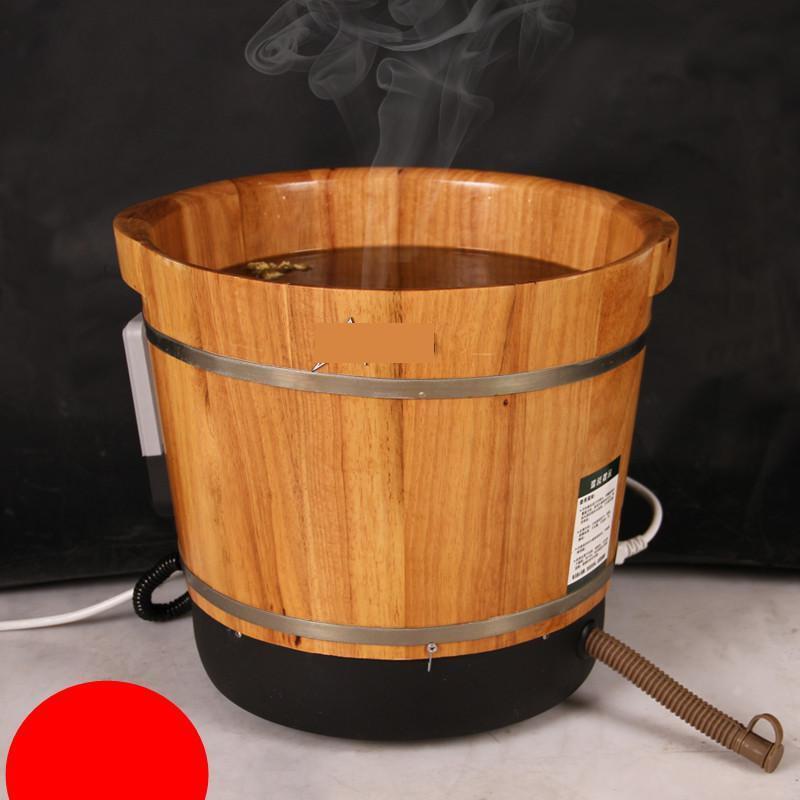 加热泡脚木桶足浴桶足浴盆洗脚盆加热按摩恒温 100%天然纯实木方桶