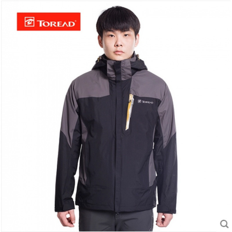 探路者（TOREAD）户外秋冬男女防风保暖透湿三合一套绒冲锋衣KAWE91305/KAWE92308 2XL KAWE91305-G01G黑色/深灰（男）