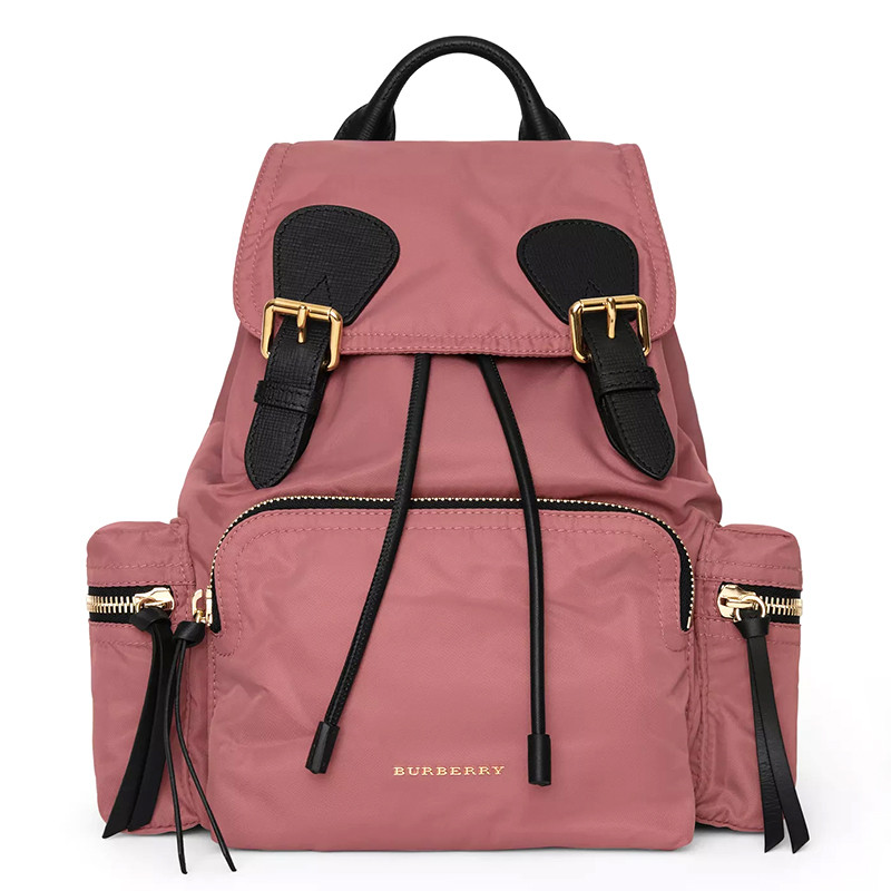 BURBERRY（博柏利）TheRucksack-中号功能性尼龙拼皮革抽绳时尚休闲女士双肩包40209591 粉葵色