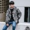韦斯普 2018冬季新款男士棉衣男加厚棉服冬装连帽棉袄时尚男装外套X8829 L 绿迷彩