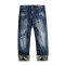 太平鸟男装秋新款男士潮个性破洞腰际松紧带七分牛仔裤_1 4XL 牛仔蓝