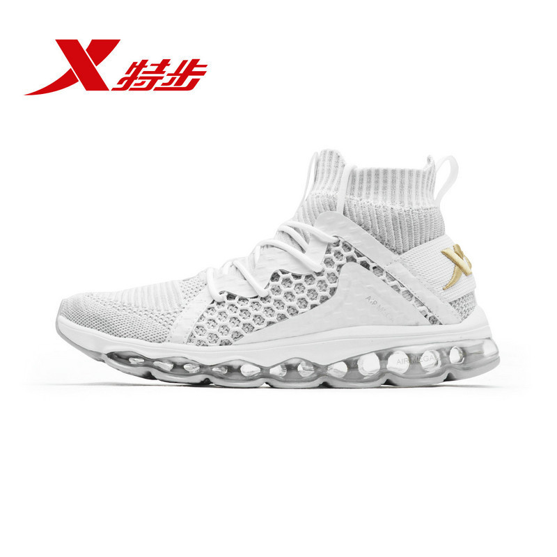 特步(Xtep)男鞋运动鞋男2018秋季新款全掌气垫橡胶耐磨橡胶减震高帮袜套时尚男士跑步鞋982319119059