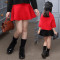 女孩百褶伞裙时尚甜美公主风童装女童短裙洋气潮儿童休闲舒适半身裙简约纯色小裙子 160尺码(建议身高145-155) 红色