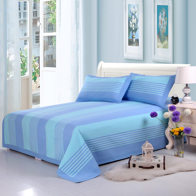 纯棉老粗布凉席三件套加厚全棉床单套件合股粗布床单加厚 1.8m(6英尺)床 蓝绿色