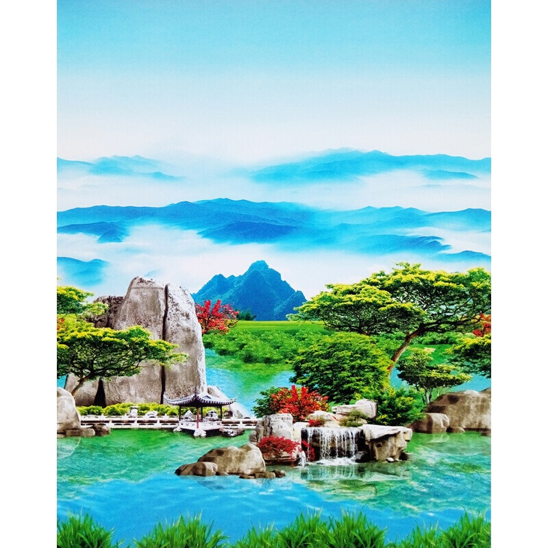 风景窗帘卷帘加厚全遮光拉链式窗户升降手动卧室家用防晒手拉防水_8 默认尺寸 人间天堂