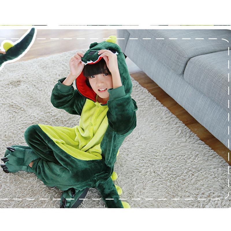 卡通连体睡衣秋冬季法兰绒儿童小孩宝宝动物亲子家居服如厕版可爱男加厚家居服_4_5 100号（95——105）+送手套+送爪子鞋 小驴