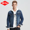 Lee Cooper2018秋冬新款百搭帅气潮男夹克修身牛仔外套 L 蓝色