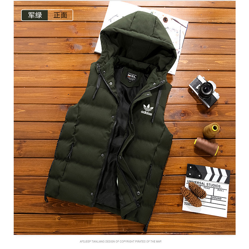 adidas阿迪达斯男士装羽绒棉马甲加厚秋冬季外套衣服2018休闲保暖坎肩背心青年潮 XL 绿色