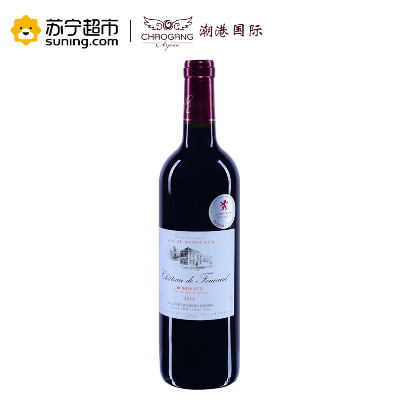 法国进口福克波尔多干红葡萄酒750ML*1瓶