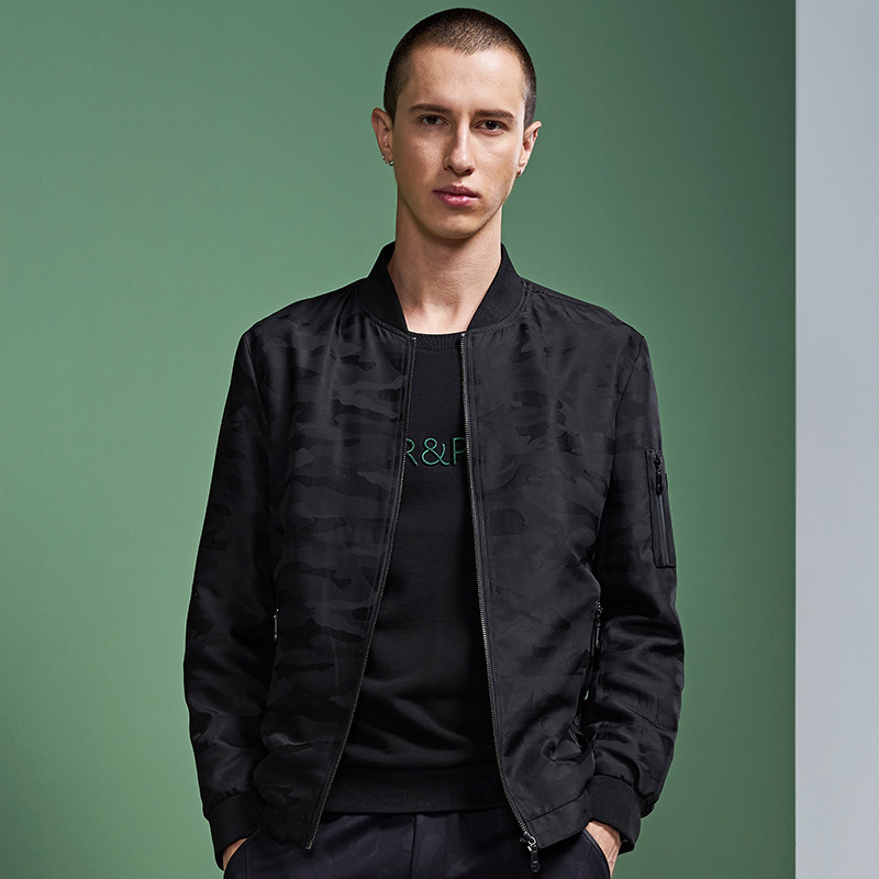 七匹狼旗下圣沃斯系列夹克新款百搭潮流男休闲jacket茄克外套_1 165/84A/M 001(黑色)