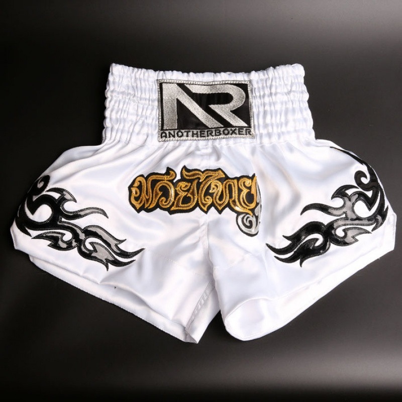 新款MMA拳击者ufc泰国男女儿童泰拳综合格斗搏击散打比赛拳击短裤_9 L 白色黑爪