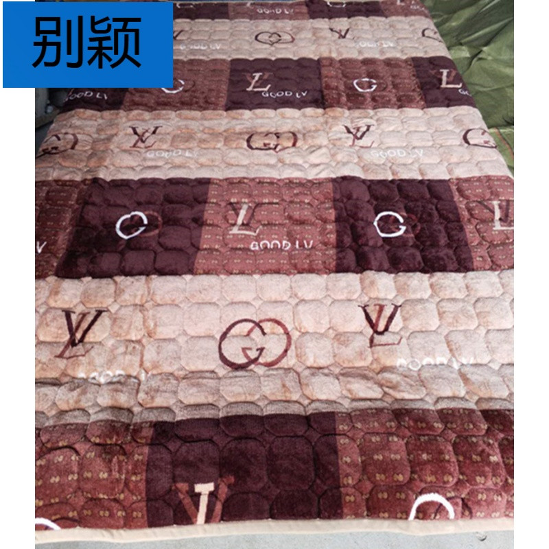 别颖加厚法兰绒床垫床护垫可水洗折叠打地铺垫学生床褥垫被一件代 咖啡格