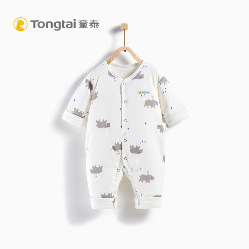 童泰TONGTAI婴童棉服秋冬纯棉薄棉连体衣1-24个月宝宝哈衣爬服儿童通用90cm
