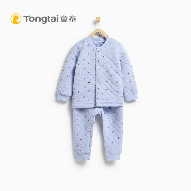 童泰TONGTAI婴儿纯棉衣服秋装3-24个月-3岁宝宝加厚儿童保暖内衣套装睡衣秋冬婴幼儿通用100cm