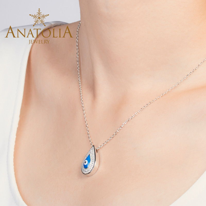 ANATOLIAs925纯银镀金锆石锁骨链女个性土耳其蓝眼睛项链恶魔之眼_qeV77 蓝色