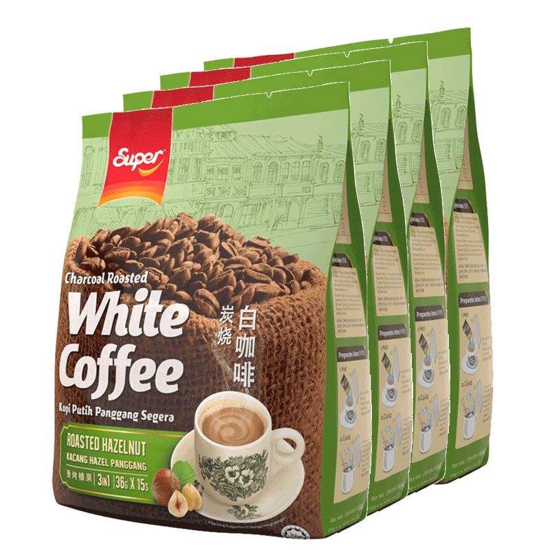 马来西亚进口super超级牌炭烧原味白咖啡600g*4袋