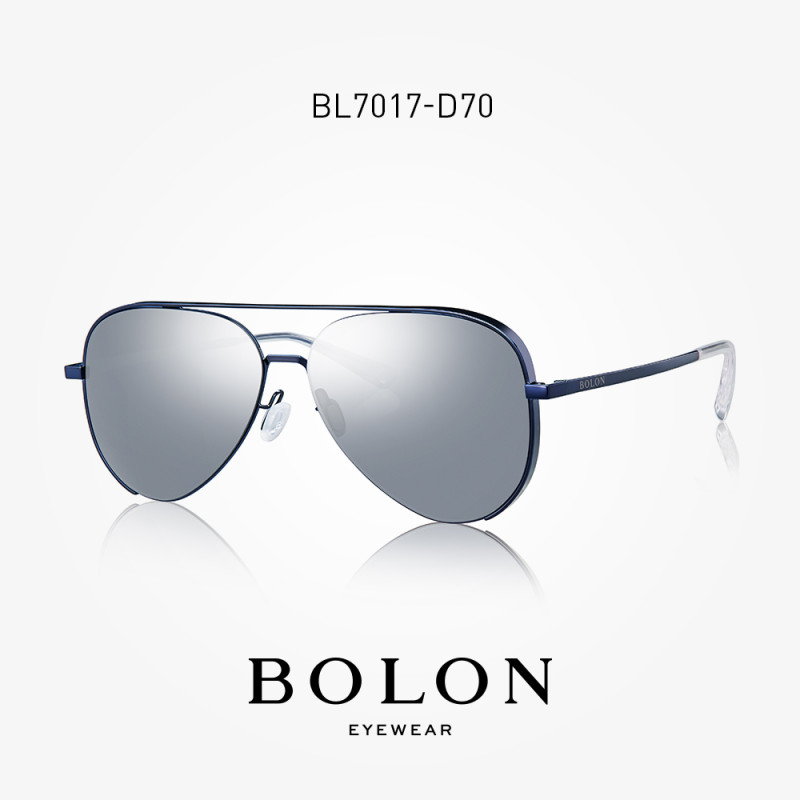 BOLON暴龙2018新款金属复古镜框太阳镜通用墨镜BL7017王俊凯同款 D70蓝黑色