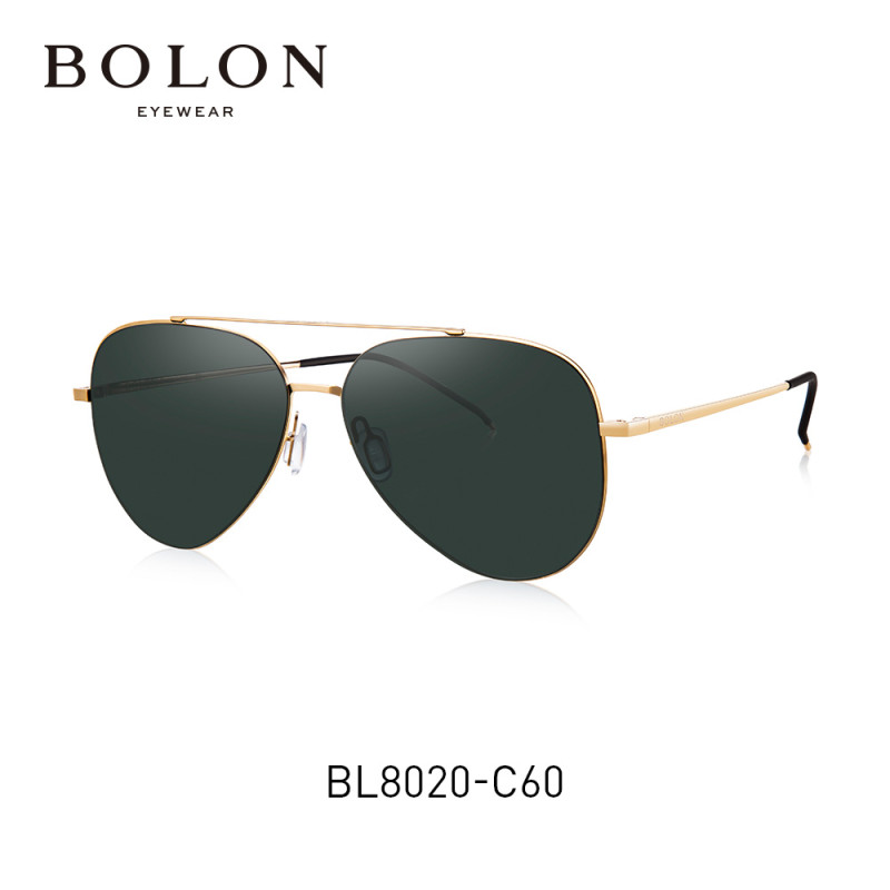 BOLON暴龙新款偏光镜复古蛤蟆镜男士太阳镜时尚的墨镜眼镜BL8020 C60金色