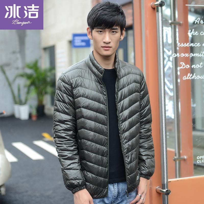冰洁(BENGEN)轻薄羽绒服男士秋季短款立领青年修身冬季外套 180/L 4473