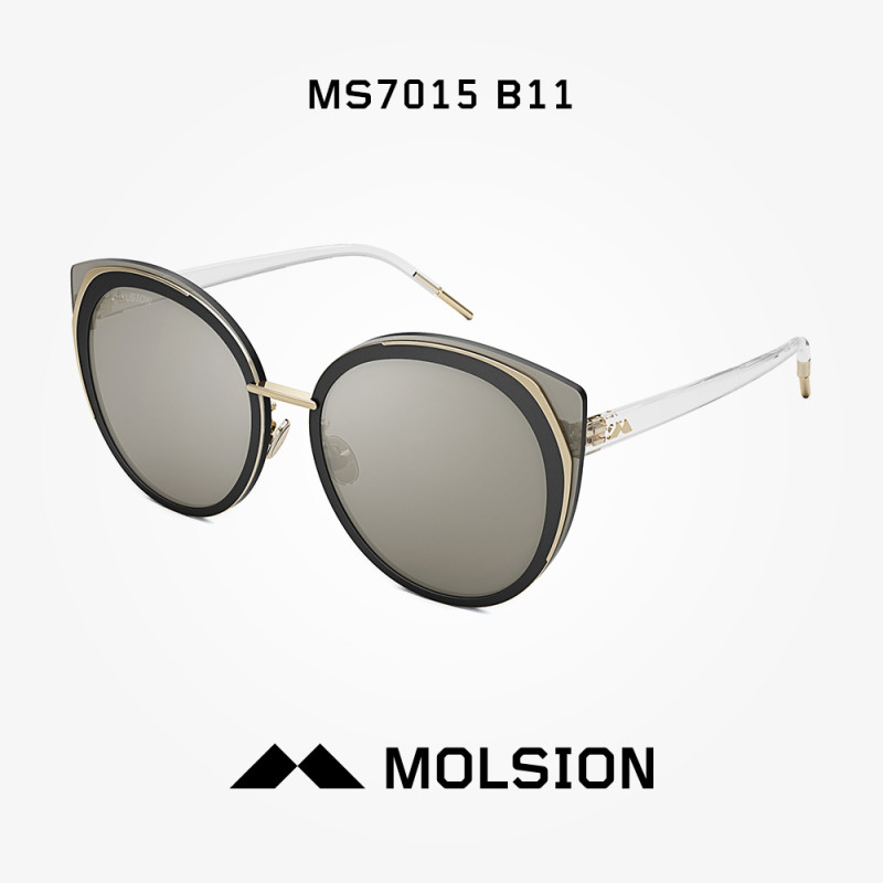 MOLSION陌森2018年新款太阳镜女款俏皮猫眼前框时尚潮墨镜MS7015 镜框：香槟金色镜片：浅金色镜面太阳镜片B11
