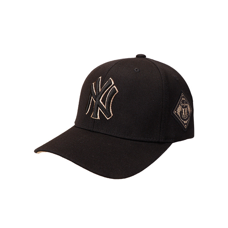 MLB美职棒棒球帽 NY洋基队鸭舌帽金丝边可调节帽子 韩版男女通用款遮阳粉色帽子 黑色金丝边32CP85811-50Q