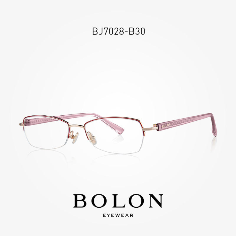 BOLON暴龙2018新款 女光学镜架 女方形金属半框近视镜眼镜架BJ7028 B30玫瑰金