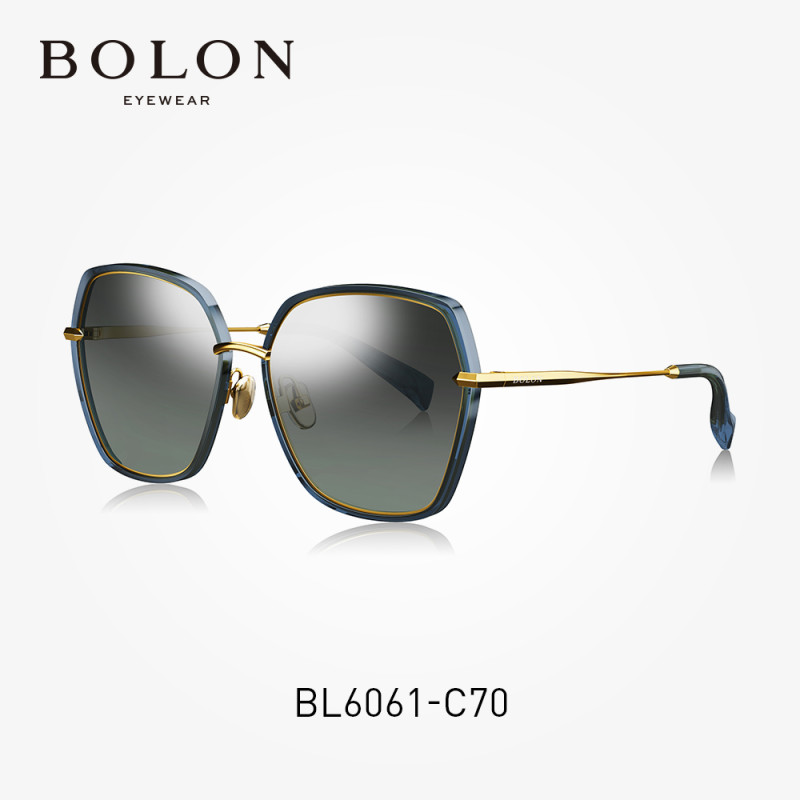 BOLON暴龙太阳镜圆脸新款开车高清晰视觉偏光阻隔眩光时尚BL6061 C70透蓝灰色