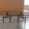 三能 办公家具员工食堂餐桌椅 4人6人8人桌连体桌椅组合不锈钢快餐桌椅