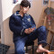 男士睡衣冬季珊瑚绒加厚加绒青年三层夹棉袄秋冬款保暖法兰家居服_1 XXL 17001