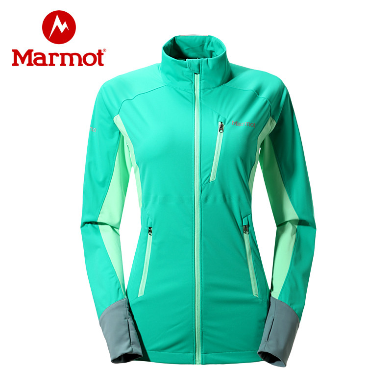 marmot/土拨鼠户外运动休闲女款M2软壳衣防风透气防泼水Q56720 宝色绿--深冰绿4522 M