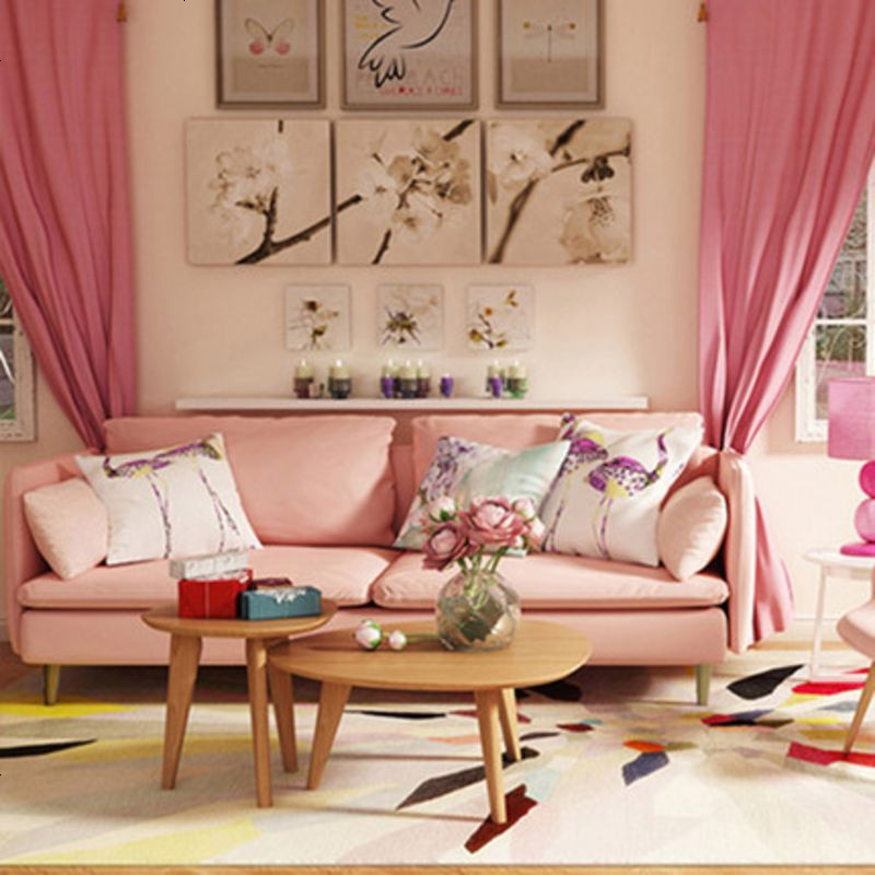 北欧风格家具客厅宜家小户型整装可拆洗三四人位现代简约布艺沙发_310_472 双人（150*85*85）_粉红色
