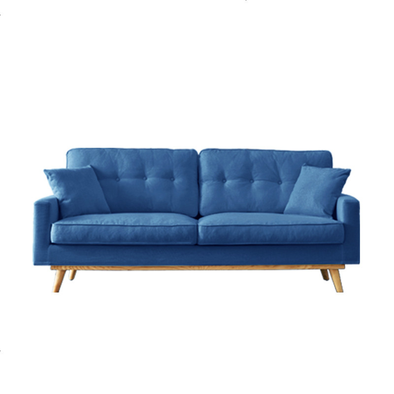 北欧风格布艺沙发现代简约家具客厅小户型可拆洗乳胶双三人位组合 单人_蓝色