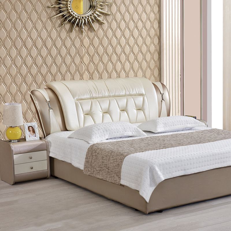 新款床头板软包欧式经济型靠背板1.8米双人床头板简约真皮床头 其他_601-1