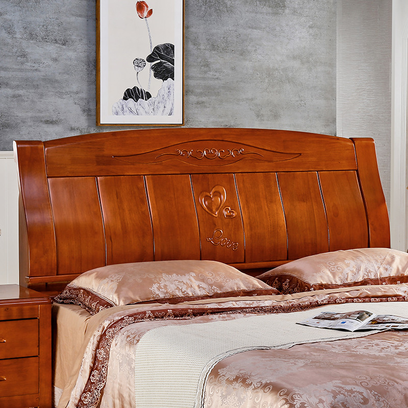 实木床头板简约现代1.8米1.5米双人床头中式2床靠背橡木白茬定制 其他_心心相印海棠色原木色有货