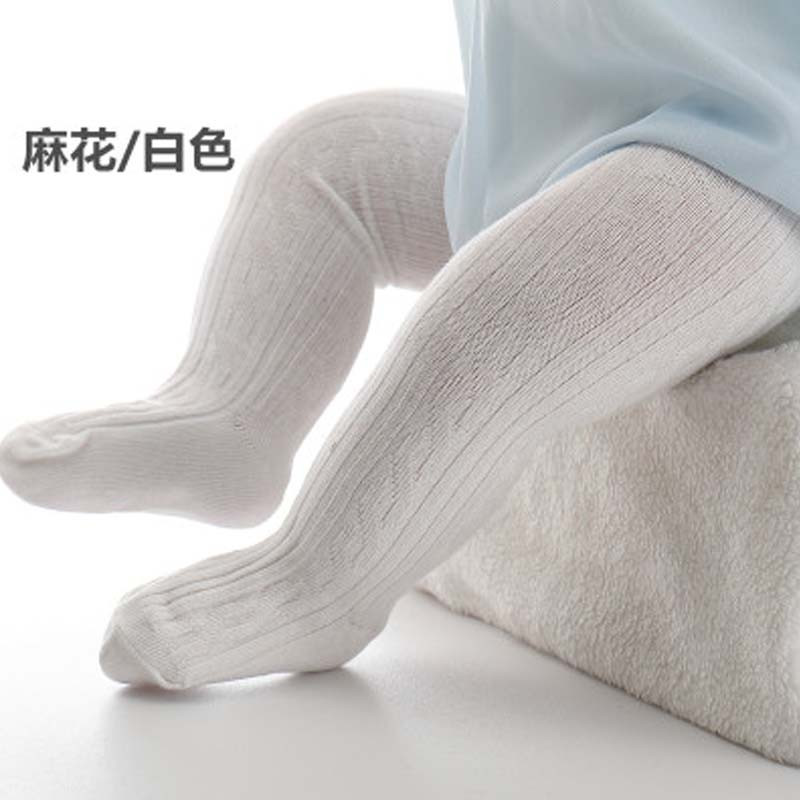 春秋厚款女宝宝舞蹈袜儿童女童连裤袜子大PP打底裤婴儿连裤袜通用简约婴童袜裤 21码【适合身高75-90cm】 白色-春秋麻花-闭档