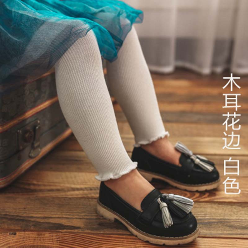 女宝宝打底裤女春秋季薄款婴儿大PP连裤袜女童打底袜儿童裤袜通用简约婴童袜裤 S码开裆款【建议身高65-80cm】 木耳花边白色