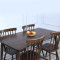 北欧黑胡桃色实木餐桌椅组合 现代简约小户型长方形餐桌一桌六椅 1.3米餐桌