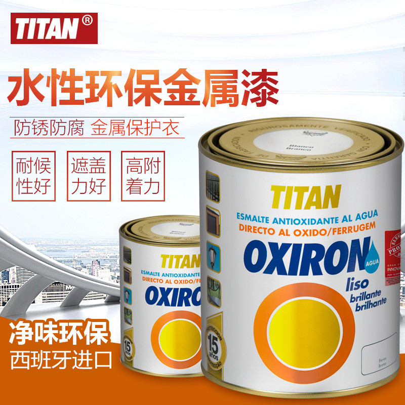 缔丹TITAN西班牙原装进口金属漆 防锈漆防盗门窗黑快干翻新水性金属涂料 白色-750ml 白色-750ML 白色
