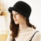 宏达HONDAR 2018秋冬新品女款淑女钉珠蝶结卷檐韩版逛街日系羊毛呢帽 MZ022A 黑色