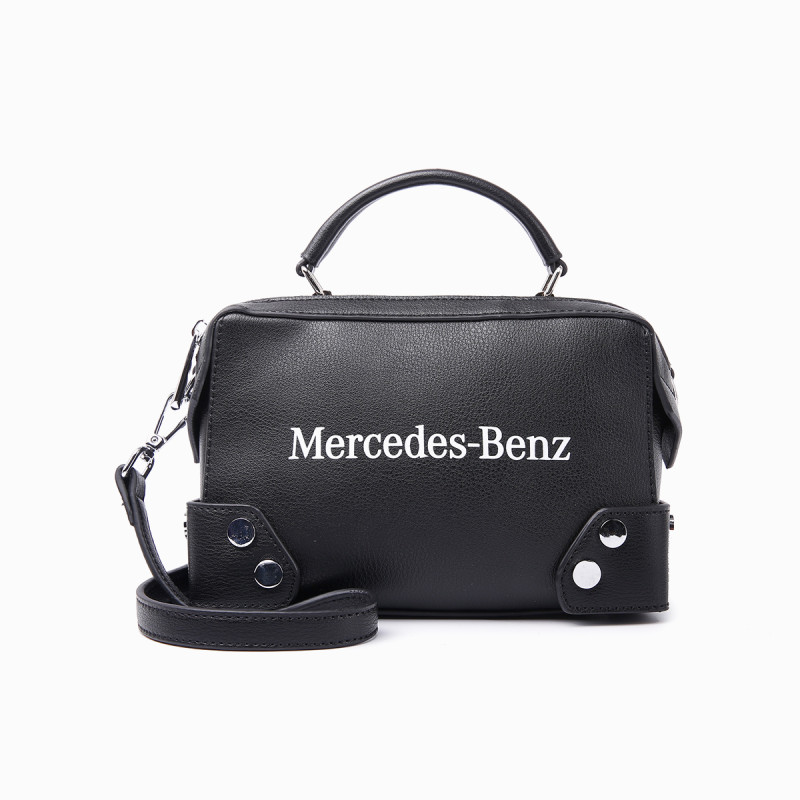 梅赛德斯-奔驰(Mercedes-Benz)女士小方形字母手提单肩斜挎包 黑色