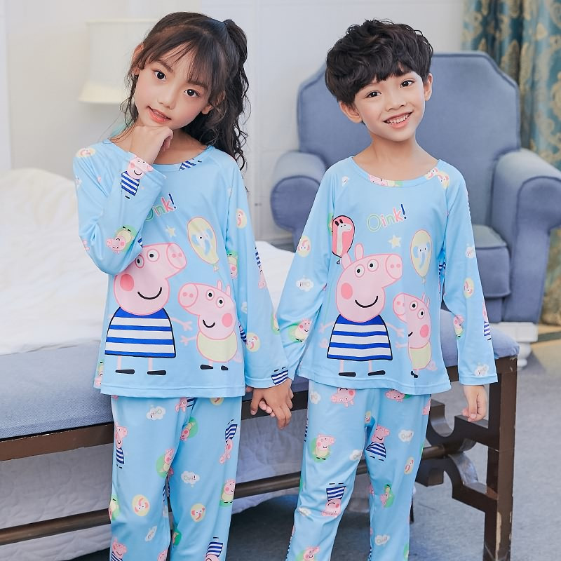 爱心鼠(Aixinshu) 中大儿童睡衣套装春秋季薄款男童女童居家服长袖长裤男孩女孩休闲家居服5637 女童款10码 3号款