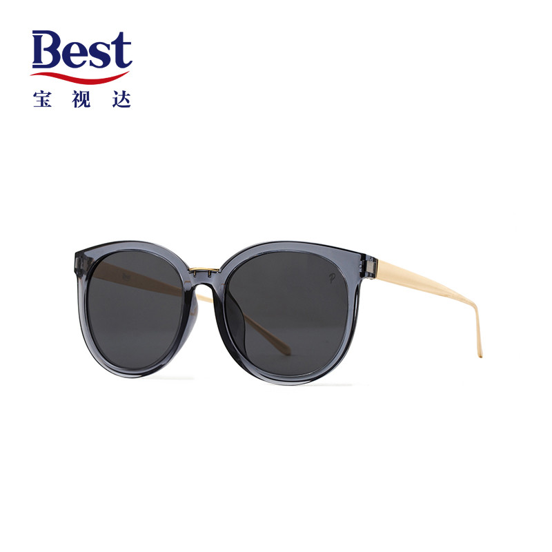 Best宝视达女士圆脸猫眼时尚优雅个性复古墨镜 太阳镜SPFTRTZGB05 C2灰色