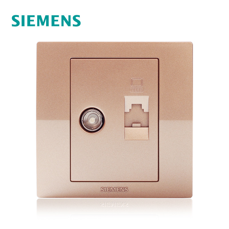 西门子（SIEMENS）开关电源插座面板悦动香槟金五孔USB一开带16A空调86型家用墙壁 电脑+电视 悦动香槟金系列